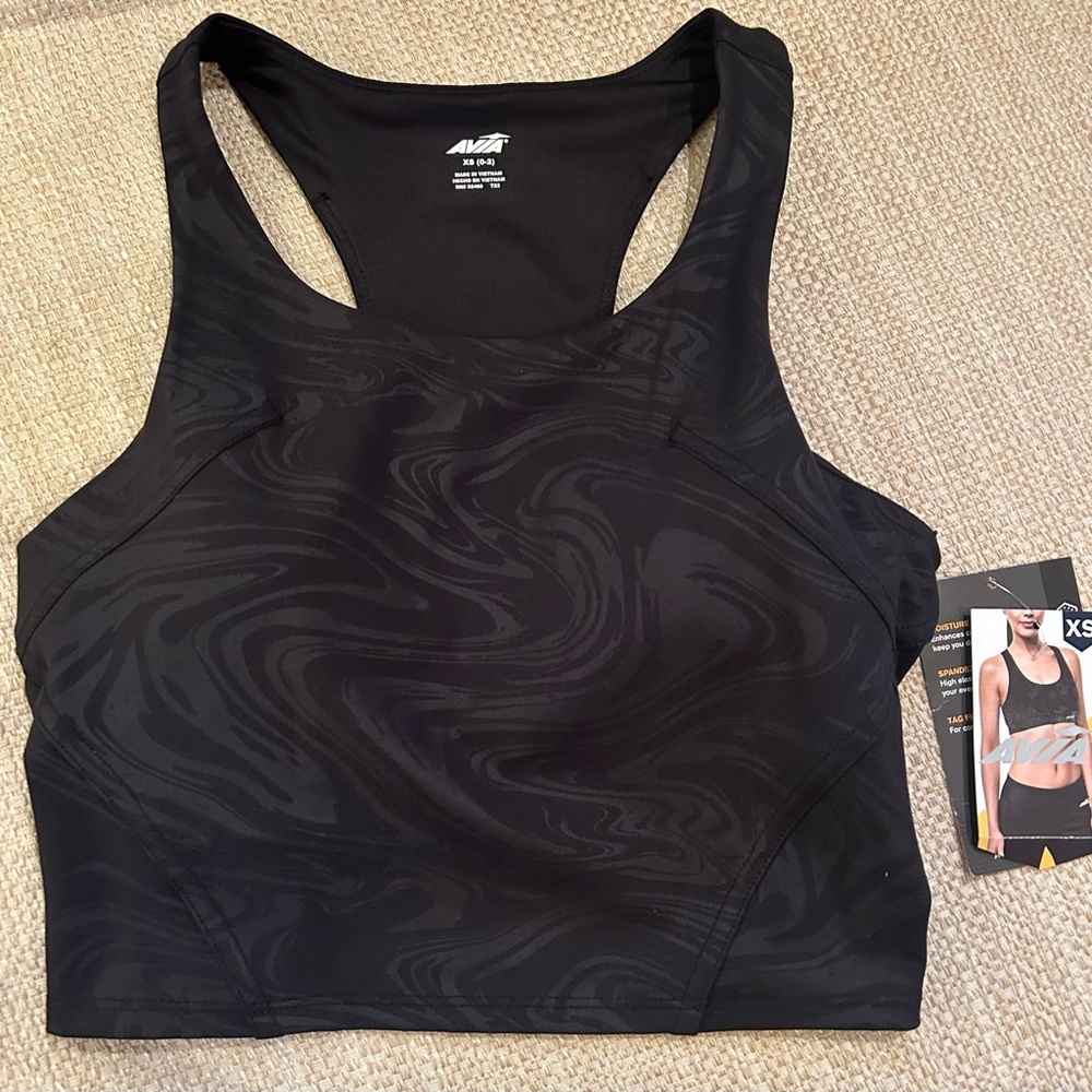 Avia Sports Bra Embossed Black Size XS. New with tags